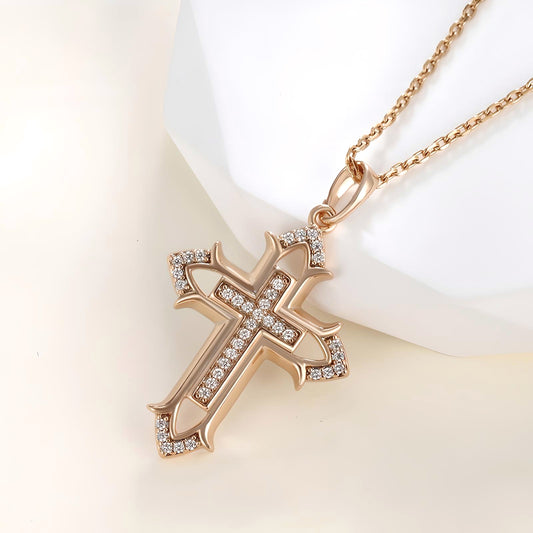 Rose Gold Gothic Cross Necklace